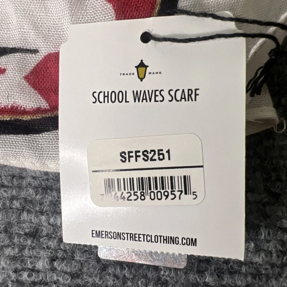 Emerson Street Clothing Co. School Waves Scarf-Red/Gold Striped Lightweight Wrap